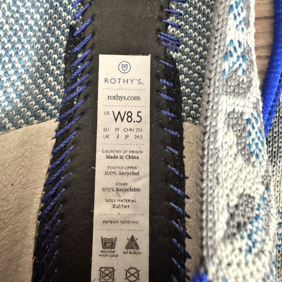 Rothys Womens Gray Blue Leopard Round Toe Flat Casaul Comfort Shoes Size 8.5 - Picture 10 of 10